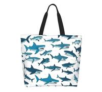 Borsa Tote Shark Pattern With Various Gestures Multifunzionale Borsa Donna Leggera Tote Bag Per Fitness All'Aperto Viaggi