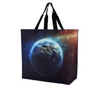 Borsa Tote Space Planet Earth Borsa Da Spiaggia Personalizzata Casuale Shopper In Tela, Per Quotidiano Vita, Shopping, Yoga, 50x40cm