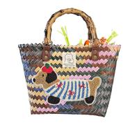 Borsa Tote Spiaggia Intrecciata - Borsa Shopping In Paglia Con Motivo Bassotto - Borsetta Per Shopping Intrecciata A Cesto Per Lavoro Viaggio All Aperto Picnic Matrimonio Compleanno Quotidiano