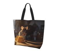 Borsa tote stampata con topini, borsa a tracolla, adatta per viaggi, spiaggia e shopping quotidiano.