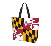 Borsa tote stampata con topini, borsa a tracolla, adatta per viaggi, spiaggia e shopping quotidiano., Bandiera dello stato del Maryland, Taglia unica