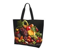 Borsa tote stampata con topini, borsa a tracolla, adatta per viaggi, spiaggia e shopping quotidiano., Verdura e Frutta, Taglia unica