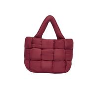 Borsa tote trapuntata a sbuffo da donna, borsa a tracolla grande e leggera con una sensazione morbida come una nuvola, borsa stile piumino for gite casual e viaggi del fine settimana(Dark red)