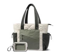 Borsa tote trapuntata di lusso da donna con mini pochette staccabile - Borsa a tracolla grande da lavoro e da viaggio con cerniera, for ufficio(Army green (with small pouch))