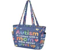 Borsa tote trapuntata leggera versatile autismo manuale mamma | Borsa a tracolla per computer portatile multi scomparto per viaggi di lavoro