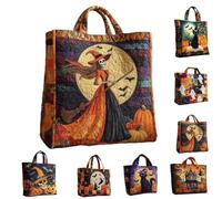 Borsa tote trapuntata per Halloween, borsa a tracolla da donna con motivo fantasma spettrale, simpatica borsa a tracolla riutilizzabile per Halloween, nuova borsa di grande capacità per le donne, C, 1