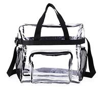 Borsa tote trasparente, Borsa da toilette in PVC di grande capacità Borse trasparenti portatili per il trucco, Borsa a tracolla a tracolla con chiusura a cerniera con tracolla regolabile, per bagno da