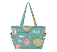 Borsa tote verde con palloncino carino per le donne, borsa leggera da viaggio