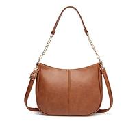 Borsa tote vintage da donna elegante in pelle a tracolla Hobo borse retrò grande capacità borsa a secchiello a tracolla, 005marrone, 20*13*7 cm