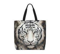 Borsa Tote White Tiger Head Pattern Donna Borse A Mano Elegante Borsa A Tracolla Moda Borsetta Per Laptop Lavoro Ufficio