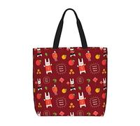 Borsa Tote Year Of The Rabbit Happy New Year 2023 Borsa Di Tela Casuale Con Manici Shopper In Tela, Per Scuola, Quotidiano Vita, Shopping