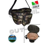 Borsa tracolla artigianale raccolta funghi gerla cesto vimini verde mimetica