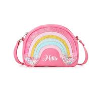 Borsa Tracolla Bambina Personalizzata con Nome Borsetta Arcobaleno per Bambini Piccola Borsa a Spalla in Pelle PU Tracolla Regolabile Regalo Compleanno Natale Ritorno a Scuola (#1)