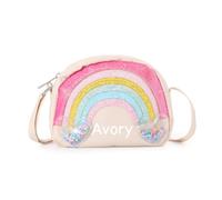 Borsa Tracolla Bambina Personalizzata con Nome Borsetta Arcobaleno per Bambini Piccola Borsa a Spalla in Pelle PU Tracolla Regolabile Regalo Compleanno Natale Ritorno a Scuola (#5)