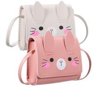 Borsa Tracolla Coniglio 2 Pezzi in Pu, per Bambine e Donne | Chiusura a Ribalta Bottone, Leggera e Portatile, per Contanti, Carte e Smartphone, Viaggio e Feste