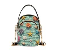 Borsa trapuntata da donna con motivo a stella marina, con tracolla a catena