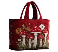 Borsa Trapuntata Da Donna, Trapuntata A Mano Borsa In Tela Vintage Borse Con Fiori E Animali Trapuntate Con Tasca Interna, Per Viaggi E Lavoro, c, 40x34cm