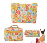 Borsa trapuntata per cosmetici, portatile, per cosmetici, pennelli da trucco, ragazze, donne, Love Graffiti Borsa a Mano Grande+Medi Piccola, Refer to description, Unisex