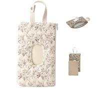 Borsa trapuntata per pannolini e salviette, borsa portatile per la mamma con cordino, porta salviette, ricaricabile, motivo floreale, per viaggi, passeggino e uso quotidiano, Beige, M