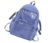 Borsa trasparente di grande capacità delle donne Anime Pin Display Nylon Zaino Scuola Bag, Blu, Bohemian