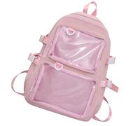 Borsa trasparente di grande capacità delle donne Anime Pin Display Nylon Zaino Scuola Bag, Rosa, Bohemian