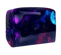 Borsa trasparente per cosmetici in PVC con cerniera per articoli da toeletta borsa portatile impermeabile per cosmetici borsa organizer in plastica per il bagno di vacanza, meteora spaziale,