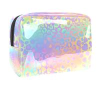 Borsa trasparente per cosmetici in PVC con cerniera per articoli da toeletta custodia portatile impermeabile per cosmetici borsa organizer in plastica per bagno in vacanza, farfalle fiori su pois