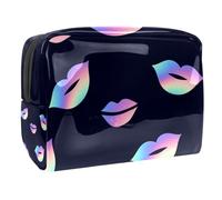 Borsa trasparente per cosmetici in PVC con cerniera per articoli da toeletta custodia portatile impermeabile per cosmetici borsa organizer in plastica per bagno in vacanza, farfalle fiori su pois