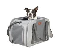 Borsa trasportino per cani Knuffelwuff: pieghevole, ventilata, con aperture a zip e tasca laterale per sacchetti igienici L 32x50x32 cm