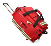 Borsa traumatologica con ruote, carrello medico portatile con telaio staccabile, supporto per serbatoio di ossigeno, grande organizer per primo soccorso per EMS, vigili del fuoco, salvataggio, Rosso