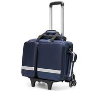 Borsa traumatologica impermeabile di grande capacità su ruote con divisori interni per EMT, EMS, paramedici, carrello portatile da esterno, Blu