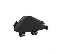Borsa triangolare compatta per bici da strada, mountain bike, montaggio su tubo superiore, con tasche poco profonde e corde elastiche di fissaggio per pompe, colore nero