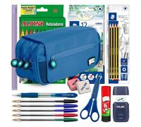 Borsa Triple Grafoplás BitsBobs con Materiale Scolastico Incluso Blu
