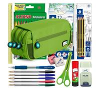 Borsa Triplo Grafoplás BitsBobs con Materiale Scolastico Incluso Verde