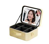 Borsa Trucchi Da Viaggio Con Specchio LED, Organizzatore Trucchi Con Specchio Illuminato, Borsa Cosmestica Portatile E Custodia Per Gioielli, Sorgente Luminosa A Tre Colori