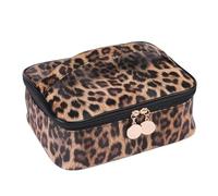 Borsa Trucchi Makeup Bag Leopard Compartment Faux Leather Lightweight Multi-function Travel Cosmetic Case For Vacation