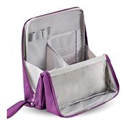 Borsa trucco con supporto - Borsa trucco portatile e multiuso in tessuto Oxford di grande capacità, grande borsa trucco, design verticale per cosmetici e cancelleria (Purple)