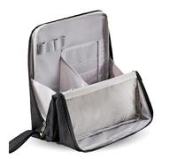 Borsa trucco con supporto - Borsa trucco portatile e multiuso in tessuto Oxford di grande capacità, grande borsa trucco, design verticale per cosmetici e cancelleria (Black)