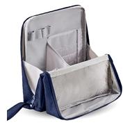 Borsa trucco con supporto - Borsa trucco portatile e multiuso in tessuto Oxford di grande capacità, grande borsa trucco, design verticale per cosmetici e cancelleria (Blue)