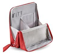 Borsa trucco con supporto - Borsa trucco portatile e multiuso in tessuto Oxford di grande capacità, grande borsa trucco, design verticale per cosmetici e cancelleria (Red)