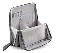 Borsa trucco con supporto - Borsa trucco portatile e multiuso in tessuto Oxford di grande capacità, grande borsa trucco, design verticale per cosmetici e cancelleria (Gray)