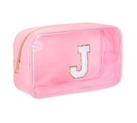 Borsa Trucco Initial, per J, Rosa Trasparente, Portacipria Organizer