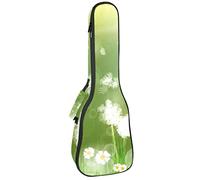 Borsa Ukulele Bella Verde Erba Fiore Blowball Pattern Ukulele Custodia per Soprano Tenore Concert 23 Pollici 10 MM Spessore Morbido Imbottito Cinghie Regolabile Gig Bag