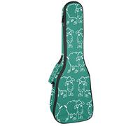 Borsa Ukulele Bianco Pecore Cartoon Verde Sfondo Modello Ukulele Custodia per Soprano Tenore Concert 23 Pollici 10 MM Spessore Morbido Imbottito Cinghie Regolabile Gig Bag