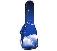 Borsa Ukulele Blu Notte Sky Sfondo Con Luna Sopra Nuvole Modello Ukulele Custodia per Soprano Tenore Concert 23 Pollici 10 MM Spessore Morbido Imbottito Cinghie Regolabile Gig Bag