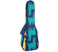 Borsa Ukulele Carino Alpacas Rosa Giallo Verde Ukulele Custodia per Soprano Tenore Concert 23 Pollici 10 MM Spessore Morbido Imbottito Cinghie Regolabile Gig Bag