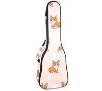 Borsa Ukulele Carino Corgi Cane Sfondo Rosa Ukulele Custodia per Soprano Tenore Concert 23 Pollici 10 MM Spessore Morbido Imbottito Cinghie Regolabile Gig Bag