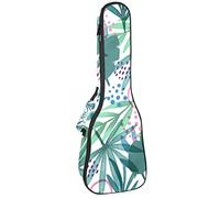 Borsa Ukulele Carino Verde Acquerello Foglie Tropicali Rami Modello Ukulele Custodia per Soprano Tenore Concert 23 Pollici 10 MM Spessore Morbido Imbottito Cinghie Regolabile Gig Bag