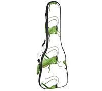 Borsa Ukulele Cartone Animato Verde Grasshopper Locusta Insetto Modello Ukulele Custodia per Soprano Tenore Concert 23 Pollici 10 MM Spessore Morbido Imbottito Cinghie Regolabile Gig Bag