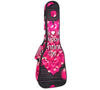 Borsa Ukulele Felice Amore Retrò Legno Fiore Modello Ukulele Caso per Soprano Tenore Concert 23 Pollici 10 MM Spessore Morbido Imbottito Cinghie Regolabile Gig Bag